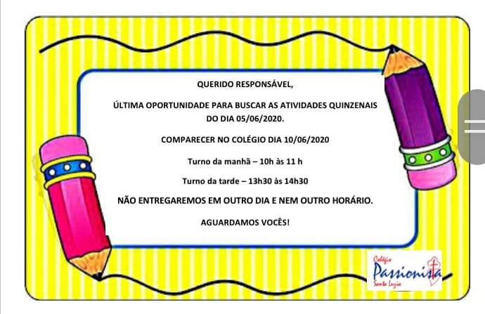 Aten��o Col�gio Passionista Santa Luzia