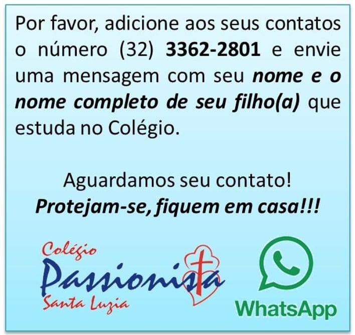 Aviso Col�gio Passionista Santa Luzia